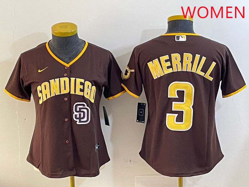 Women San Diego Padres 3 Merrill Brown Game 2025 Nike MLB Jersey style 8